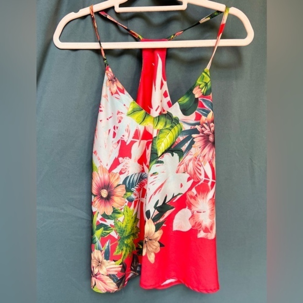 Women’s Multi Floral Top Racer Tank Size M